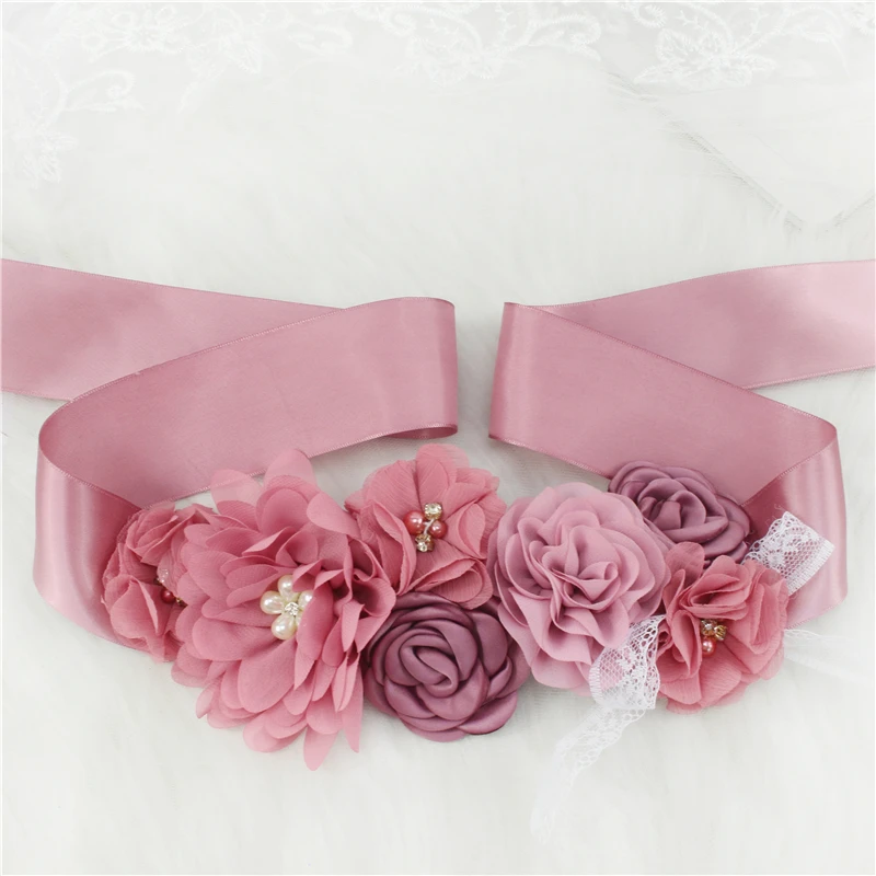 Fashion Flower Belts For Women Wedding Dresses Belt Waistband Girdle Belt Flower Rhinestone Beaded Ribbon Lace Sashes Girl - 6