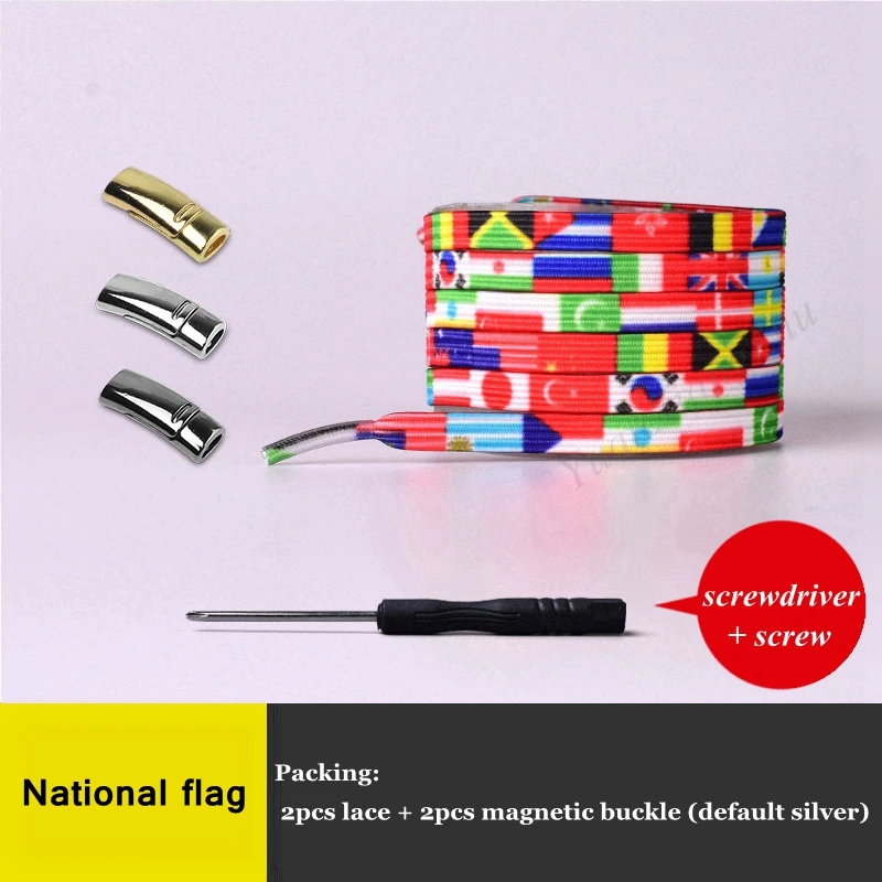 National flag Новые магнитные шнурки эластичные фиксирующие шнурки специальные креативные шнурки без завязок шнурки для детей и взрослых шнурки для кроссовок - Цвет: National flag
