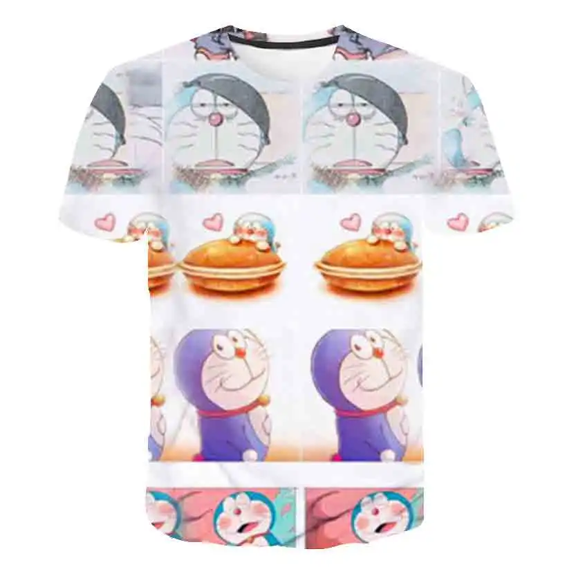 Милая мультяшная футболка Doraemon Детская для мальчиков и девочек Повседневная