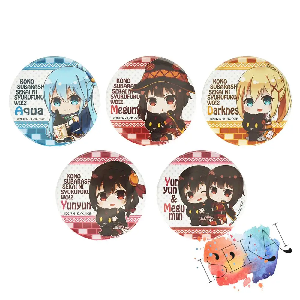 God's Blessing on аниме этот замечательный мир значок Aqua Darkness Megumin Yunyun металлический