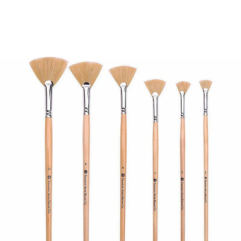 Bristle Fan Paint Brushes Pen Long Handle Professional Artist Oil Acrylic Gouache Painting Brush Set For Art Supplies | Канцтовары для