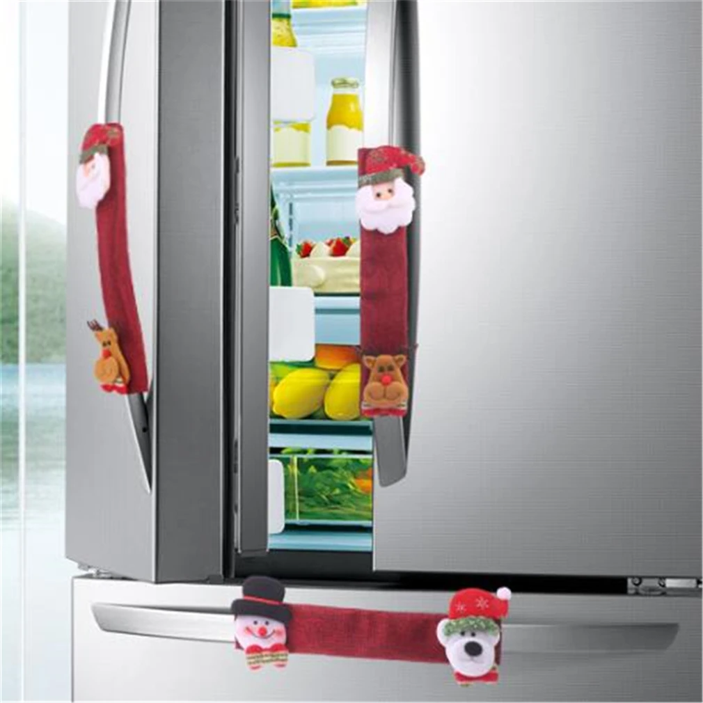

Creative Cloth Door Handle Cute Christmas Ornaments Decor For Microwave Oven Refrigerator Door Handle Cover Christmas Pendant