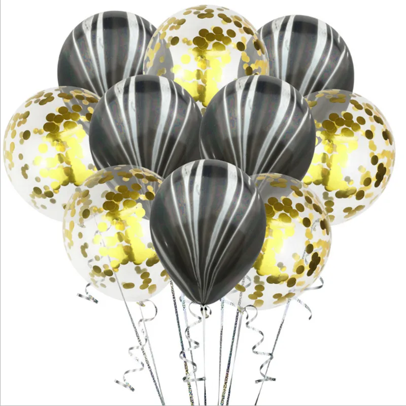 

10 agate sequin balloons agate confetti balloon transparent latex balloons party decorations