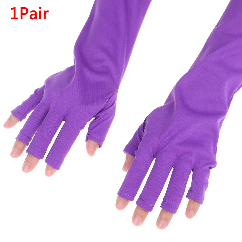 1Pair 25/40cm UV Light Lamp Gel Polish Tips Nail Mittens Nail Art  Anti-ultraviolet Open-Toed Gloves Protection