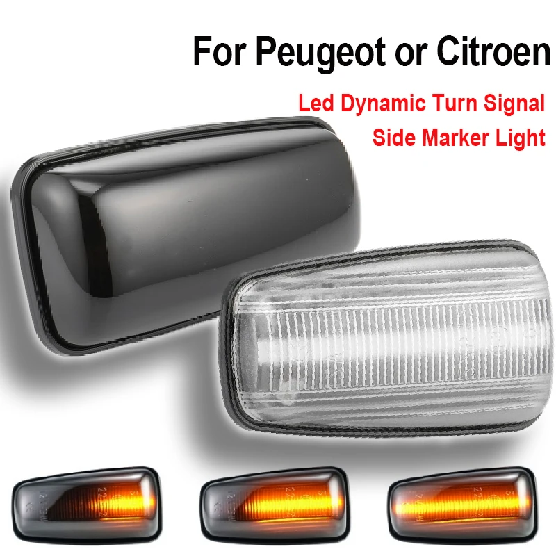 

2pcs Side Turn Signal Lamp Dynamic Fender Marker Lights For Peugeot 306 106 406 806 Expert Partner For Citroen Berlingo Jumpy