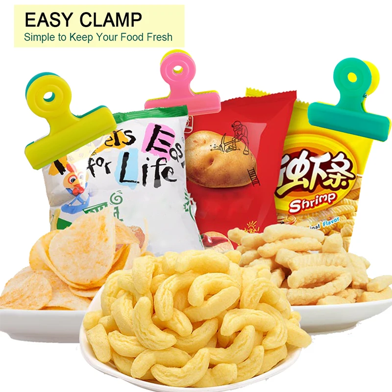 Bag Clips 8Pcs/lot Multifunction Fresh Food Photo File Assorted Colors Air Tight Seal Grip for Kitchen