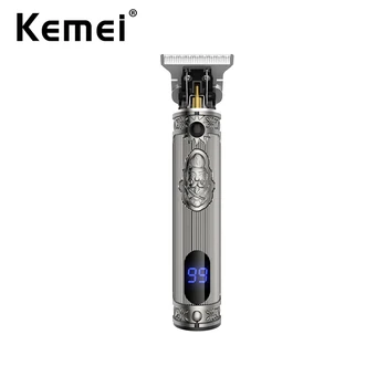

Kemei Professional Barber Precise Zero Gapped Hair Trimmer LCD display T Outliner Cordless Finish Machine with Human Head Patter