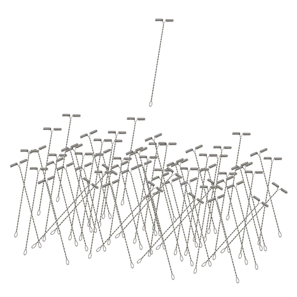 100 Pcs Stainless Steel Fishing Balance Hook T-shape Twisted Fishing Swivel String Hooks Fishing Accessories Pesca