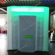 От двери по индивидуальному заказу надувной photo booth с светодиодный светильник для продажи, дешевые надувной тент для фотосъемки черный цвет внутри