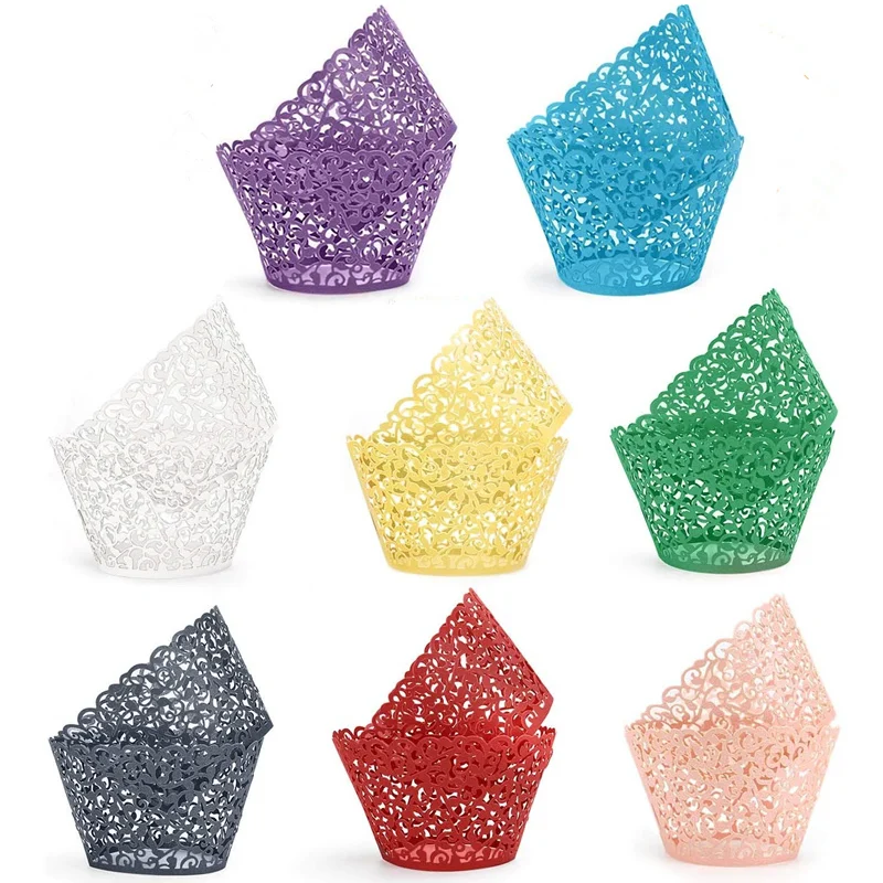 

40 PCS Paper Lace Cake Wrapper Bake Wraps Laser Cut Liner Muffin Case Cupcake Wrappers Trays Decoration