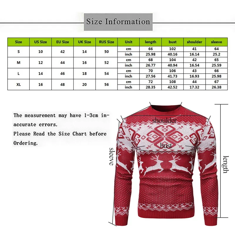 Модные осенние зимние рождественские топы, мужские повседневные свитера с круглым вырезом, пуловер с принтом оленя, мужской вязаный джемпер, мужская одежда