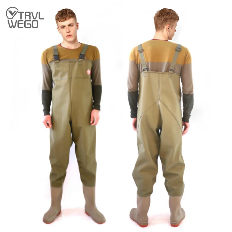 US $83.40 TRVLWEGO Fishing Rompers Hunting Wading Pants Waterproof Suit Jumpsuits Chest Waders Overalls Oversize Trousers Rubber Material