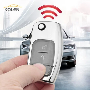 Soft TPU Car Remote Key Case Cover For Ford Fiesta Focus 3 Ecosport Kuga B-Max C-Max Escape Folding Key Holder Shell Accessories - Soft TPU Car Remote Key Case Cover For Ford Fiesta Focus 3 Ecosport Kuga B