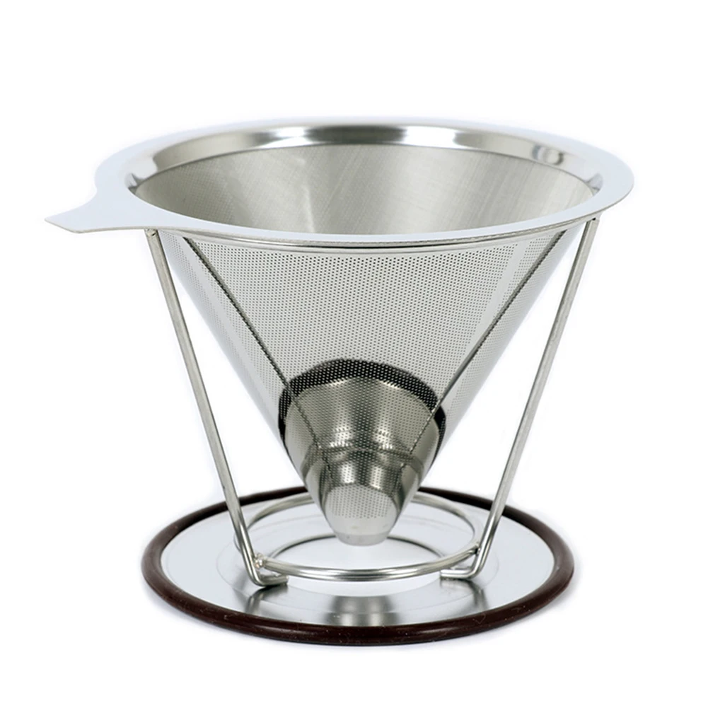

Stainless Steel Coffee Filter Reusable Pour Over Coffee Filter Cone Coffee Dripper with Removable Cup Stand HVR88