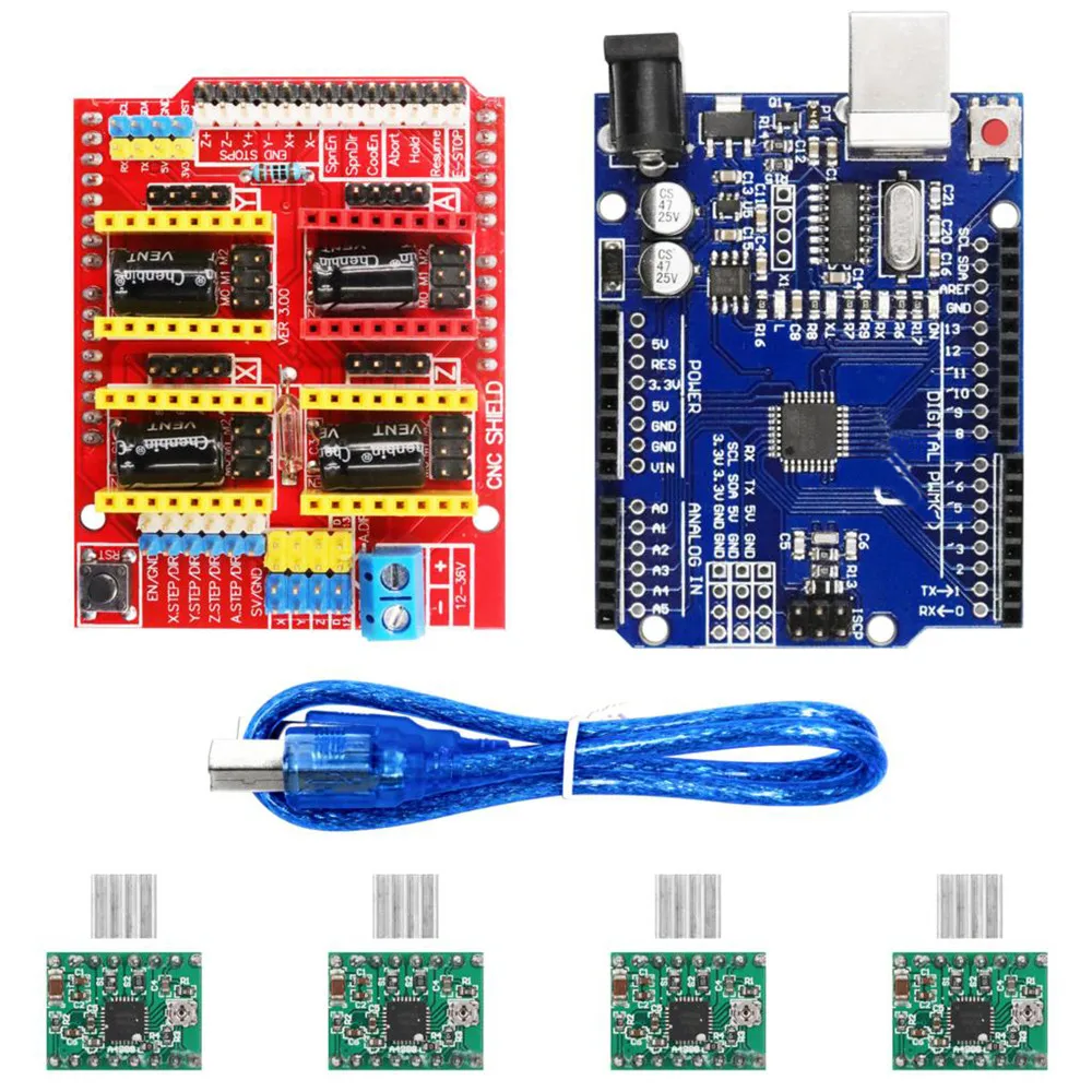 V3.0 гравер CNC щит+ плата+ A4988 шаговый двигатель драйверы для UNO R3 для Arduino