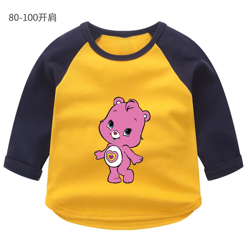 Летнее платье с О-образным вырезом топы для мальчиков и девочек, Care Bears цветные туфли с длинным рукавом для маленьких мальчиков с изображением мультипликационных персонажей для детей футболка для детей - Color: as picture