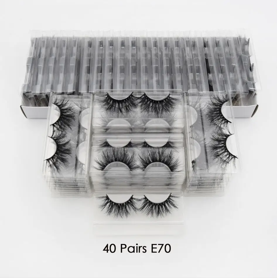 40 pairs E70 Visofree 40 пар/упак. 3D норковые ресницы с лотком без коробки 25 мм ресницы накладные ресницы норки накладные макияж ресниц ресницы E80 - Цвет: 40 pairs E70