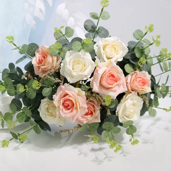 

9 Head Venus Rose Top Grade Wedding Home Decoration Artificial Rose Rose Flower Wedding Dress Photographic Prop