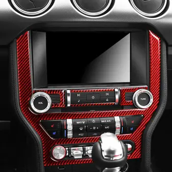 

Red Carbon Fiber Central Control CD Panel Decor Frame For Ford Mustang 2015-2019 Interior Accessories