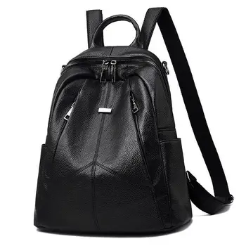 

Fashion Mini Backpack Two Zipper Women Backpack Good Quality Black PU Leather Backpack Sac a Dos Femme High Capacity Travel Bag