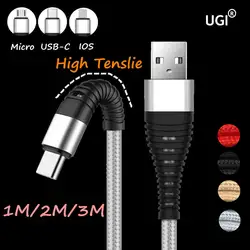 Плетеный usb-кабель 1 ~ 3 м 2A IOS type-c Micro быстрое зарядное устройство для iPhone XS X 8 7 6s