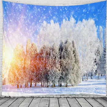 

Tapestry Christmas Wall Hanging Christmas Night Home Deco Christmas Snow Scene Tapestries Large Size Drop Shipping Tapestries