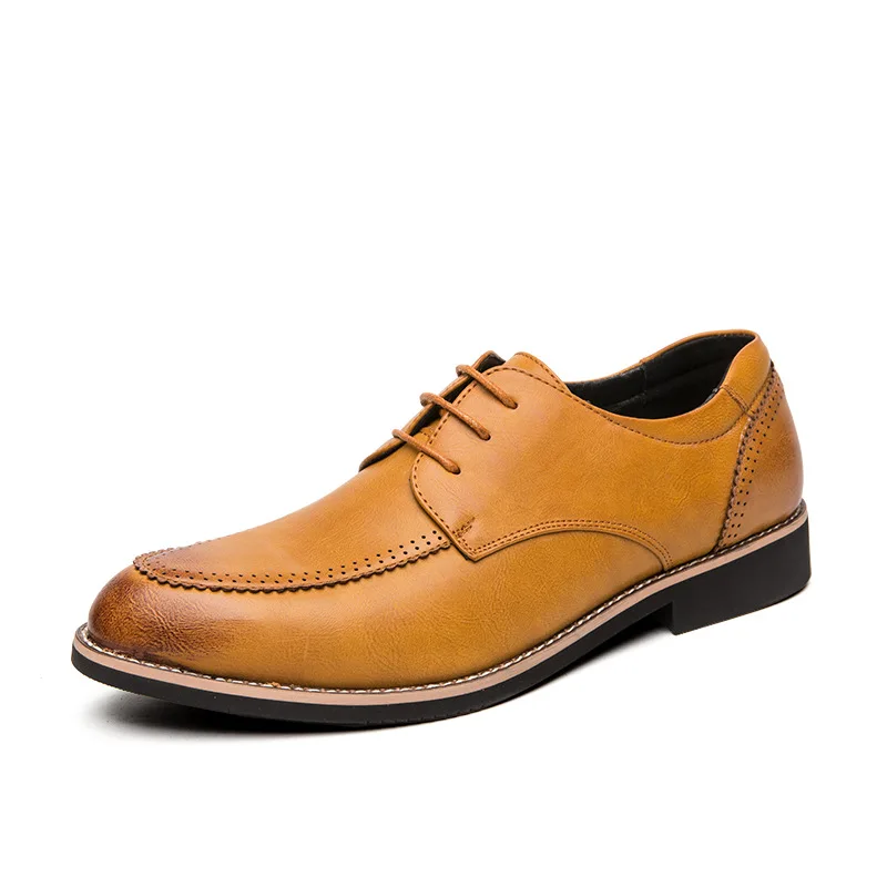 

New Style Large Size Men's Women's Pointed-Toe Leather Shoes British Style Simple Youth Fashion Trend Casual Business Gentleman