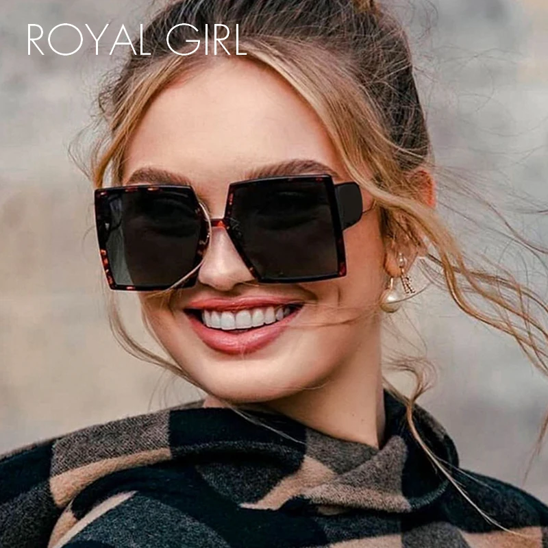 

ROYAL GIRL Fashion Square Oversized Sunglasses Women Vintage Brand Design Big Frame Sun Glasses Female Gradient Eyeglasses Ss894