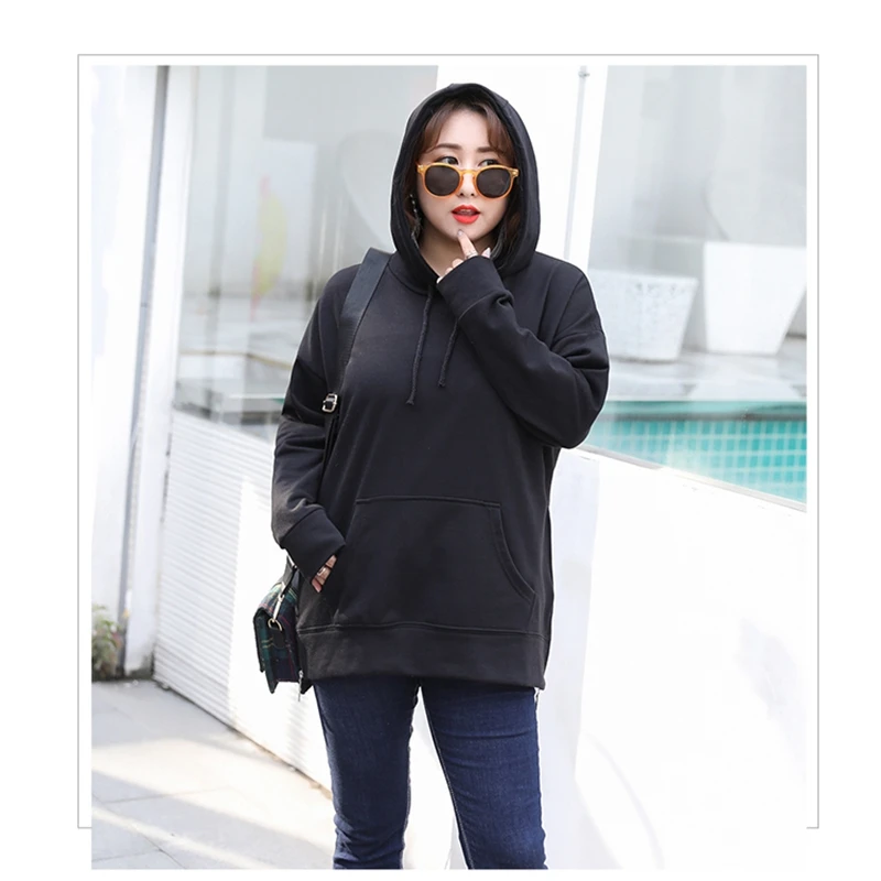 Large women's 12xl 180kg Hoodie big size 6xl 7XL 8xl 9xl 10xl spring and  autumn long sleeve loose black hip hop big Sweatshirt