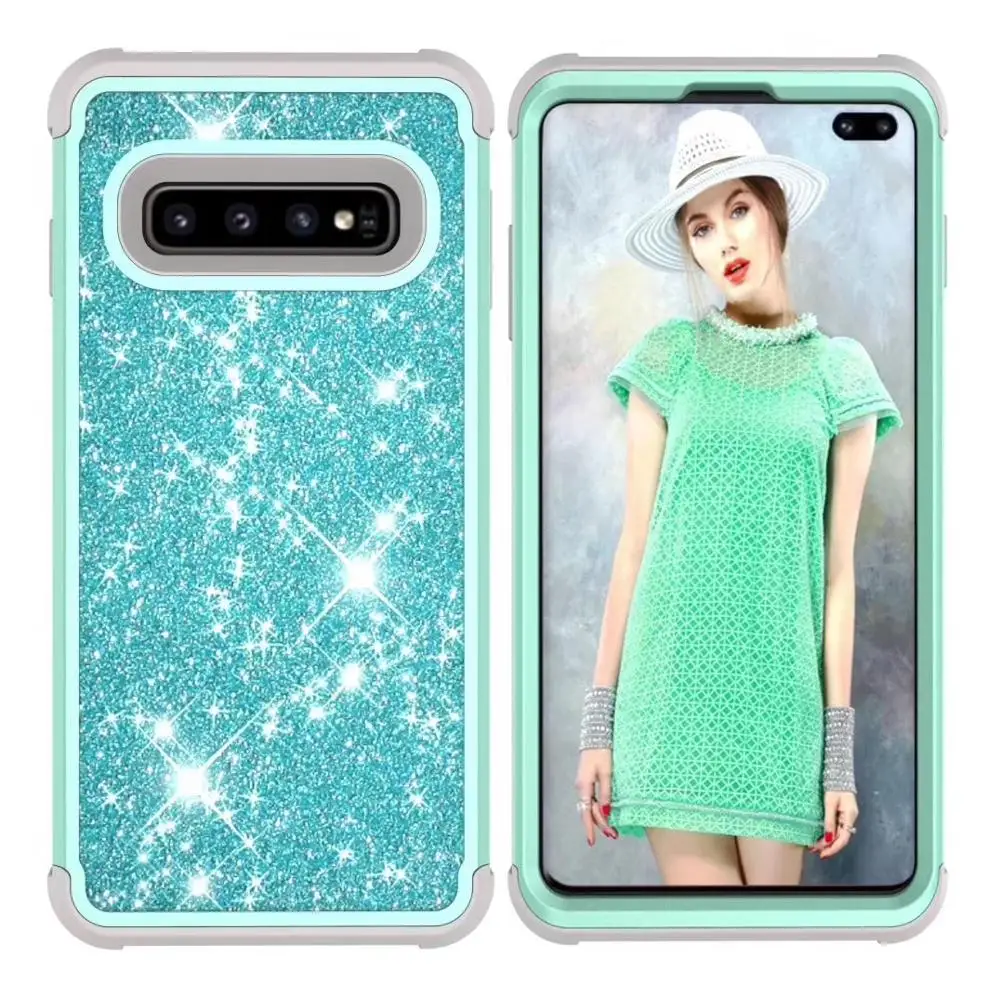 Модный защитный чехол сверкающий с блестками для iPhone 6S 6 7 8 Plus X Xr Xs Max Hybrid 3в1 TPU& PC Case