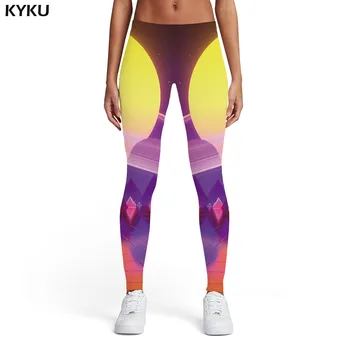 

KYKU Brand Moon Leggings Women Colorful Ladies Graffiti Spandex Cartoon Sport Harajuku Elastic Womens Leggings Pants Casual Slim