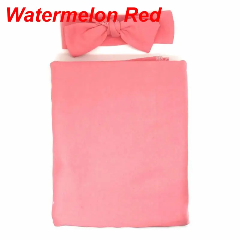 Watermelon Red 2 шт./компл. сплошной Цвет детское одеяло оголовье, набор простой пеленки для новорожденных повязка на голову - Цвет: Watermelon Red