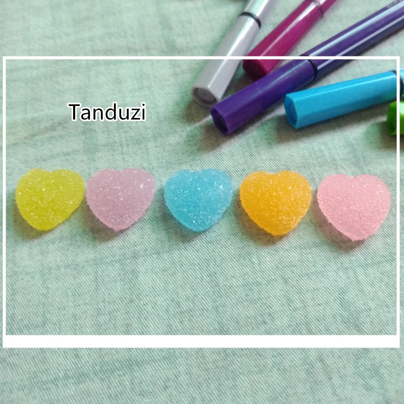 Tanduzi 100 шт Kawaii Decoden Конфета из смолы имитация еды в форме сердца конфеты украшение дома галстук-бабочка ручной работы DIY