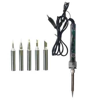 

Transparent 907 soldering iron set with 5 tips and ceramic heater 60W 110V 220v internal heating iron temperautre adjustable