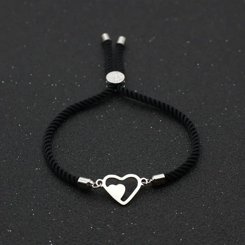 

Cute Bear Stainless Steel Loves Heart Bracelet Women Lucky Red String Rope Charm Bracelets For Women Men Couples Friend Gift