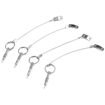 

New Arrival-4Pcs Boat Bimini Quick Release Pin with Lanyard 1/4 inch Diameter 316 Stainless Steel Bimini Top Pin, Marine Hardwar