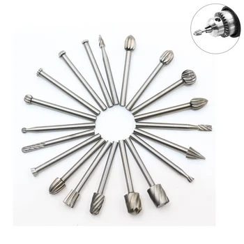 

Milling Rotary Bit Drilling Engraving High Speed Steel Bit Set Effective Carved Cutter Durable Good Processing Rotary Tool 20pcs