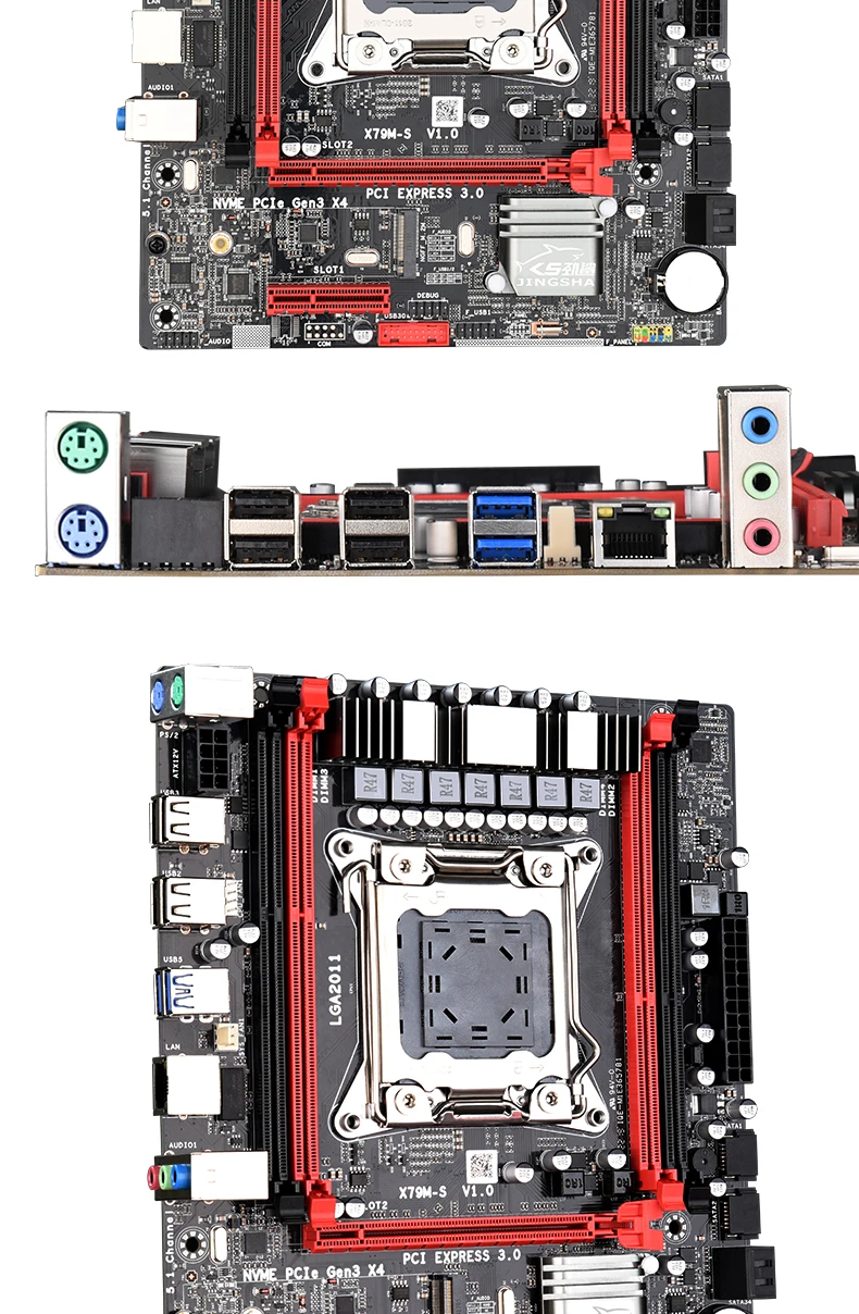 JINGSHA X79M-S 3.0 ATX Motherboard LGA2011 USB3.0 Dual Channel DDR3 UP TO 64G NVME M.2 SSD Support RECC Memory Xeon E5 Processor best gaming motherboard for pc