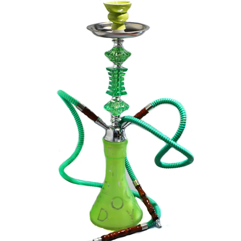 Around 54 CM Glass Hookah Set Green Chicha 2 Hoses Smoking Shisha