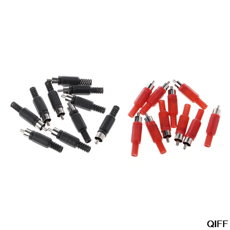 

Drop Ship&Wholesale 20 Pcs Black Red Solder RCA Male Plug Audio Video Adapter Connector July 29
