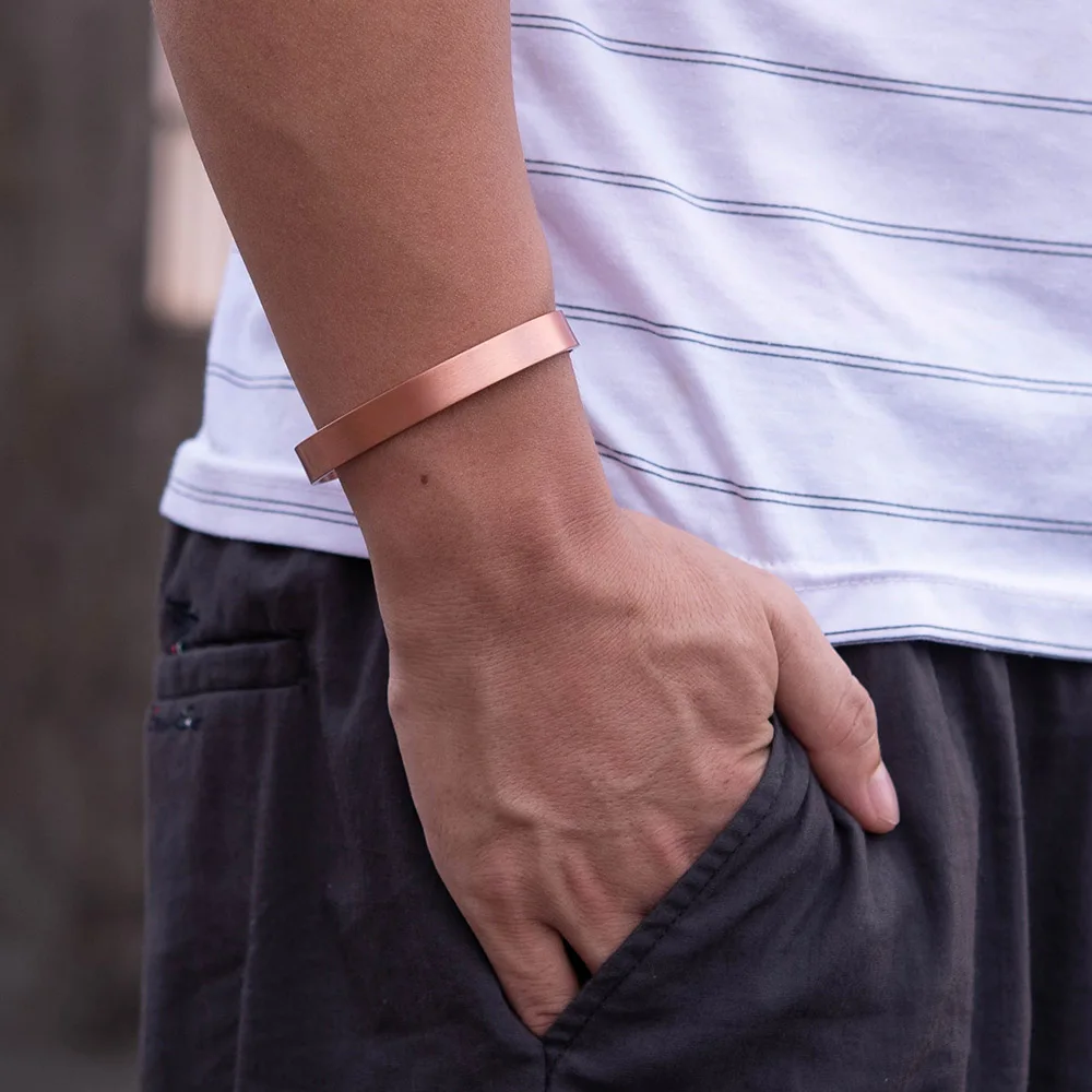 Magnetic Bracelet Bangle Bracelet Vinterly Matte Pure Copper Magnetic Bracelet Men Arthritis Adjustable High Magnets 10mm Cuff Bangles Health Energy Jewelry Male