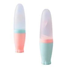 Cuchara de pasta de arroz para bebé, botella de leche de silicona suave, artefacto de suplemento alimenticio para bebé, cuchara de exprimir, cuchara de alimentación de fideos de arroz, 110ML