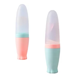 110ML Baby Rice Paste Spoon Milk Bottle Soft Silicone Baby Food Supplement Artifact Squeeze Spoon Rice Noodle Feeding Spoon