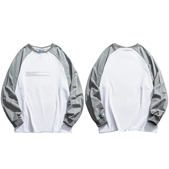 A01103 Grey Уличная Мужская футболка с длинным рукавом, цветная футболка Харадзюку в стиле хип-хоп, Лоскутные футболки, Осенние повседневные топы, футболки из хлопка - Цвет: A01103 Grey