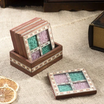 

Hot coasters "Fairy Tale" wood, textiles, stone, glass 7x10.5x9 cm 4206025