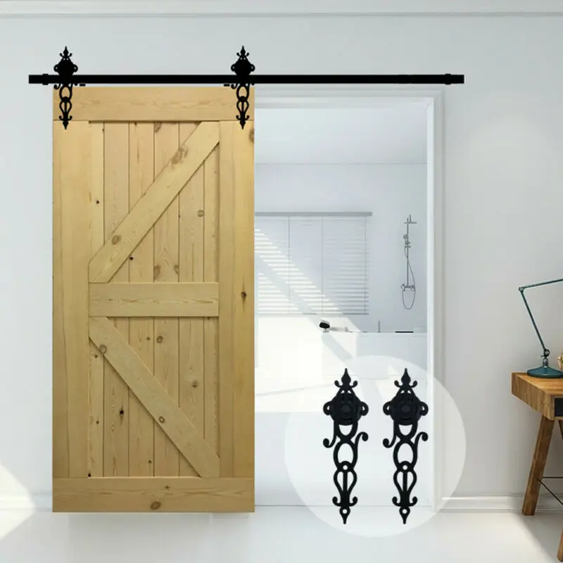 

2pcs Sliding Tracks Carbon Steel Black Home Decoration For Barn Room Door Sliding Tracks New Arrival