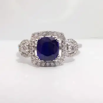 

1.687ct+0.407ct 18K Gold Natural Sapphire Women Ring with Diamond Setting 2016 New Fine Jewelry Wedding Band Engagement