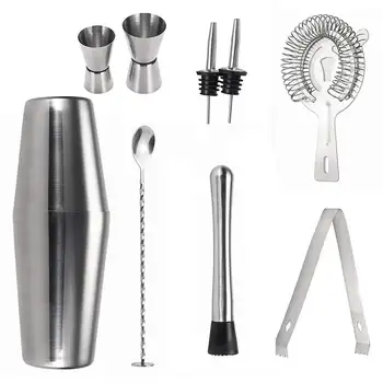 

9Pcs 700/600/450ml Stainless Steel Cocktail Shaker Bar Set Wine Martini Drink Mixer Bar/Party Tool Bartender Gifts