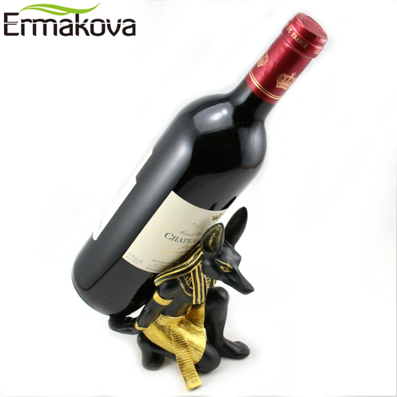 ERMAKOVA Wine Rack Resin Egypt Anubis God Bottle Holder Ancient Egyptian Deity Stand Home Bar Office Desktop Decoration | Дом и сад