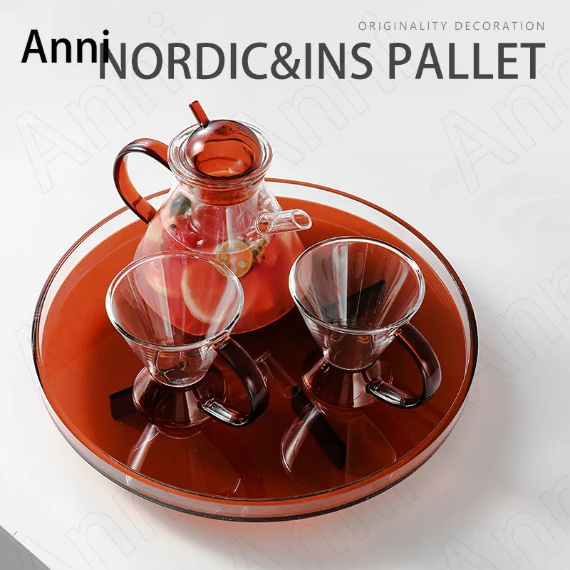 

Современные Простые Акриловые Подносы, декоративный креативный чайный сервиз в скандинавском стиле, поднос для хранения чашек для воды, домашний кофейный столик, настольные украшения